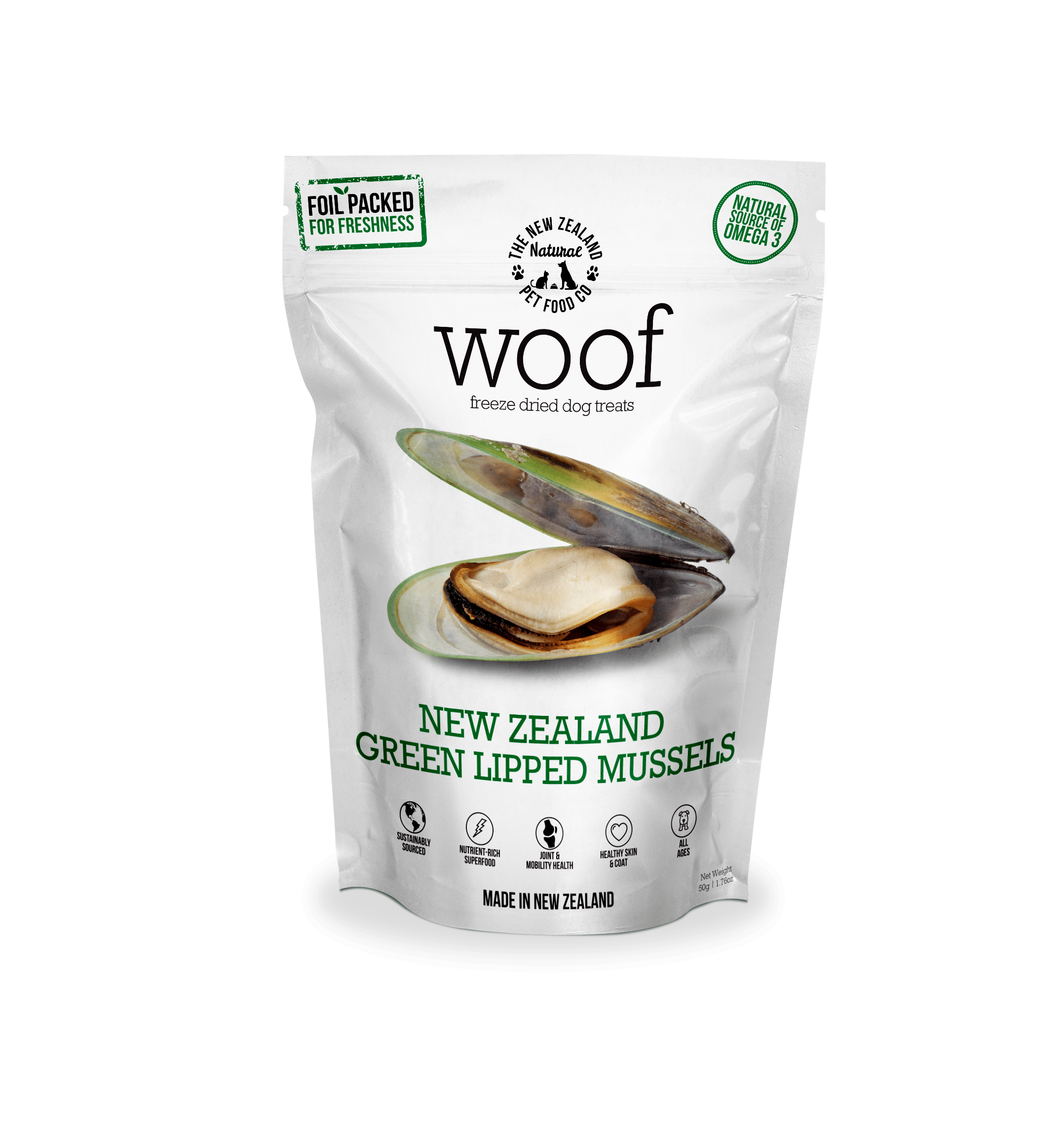 Woof Freeze Dried Dog Treats New Zealand Green Lipped Mussels aPetMart