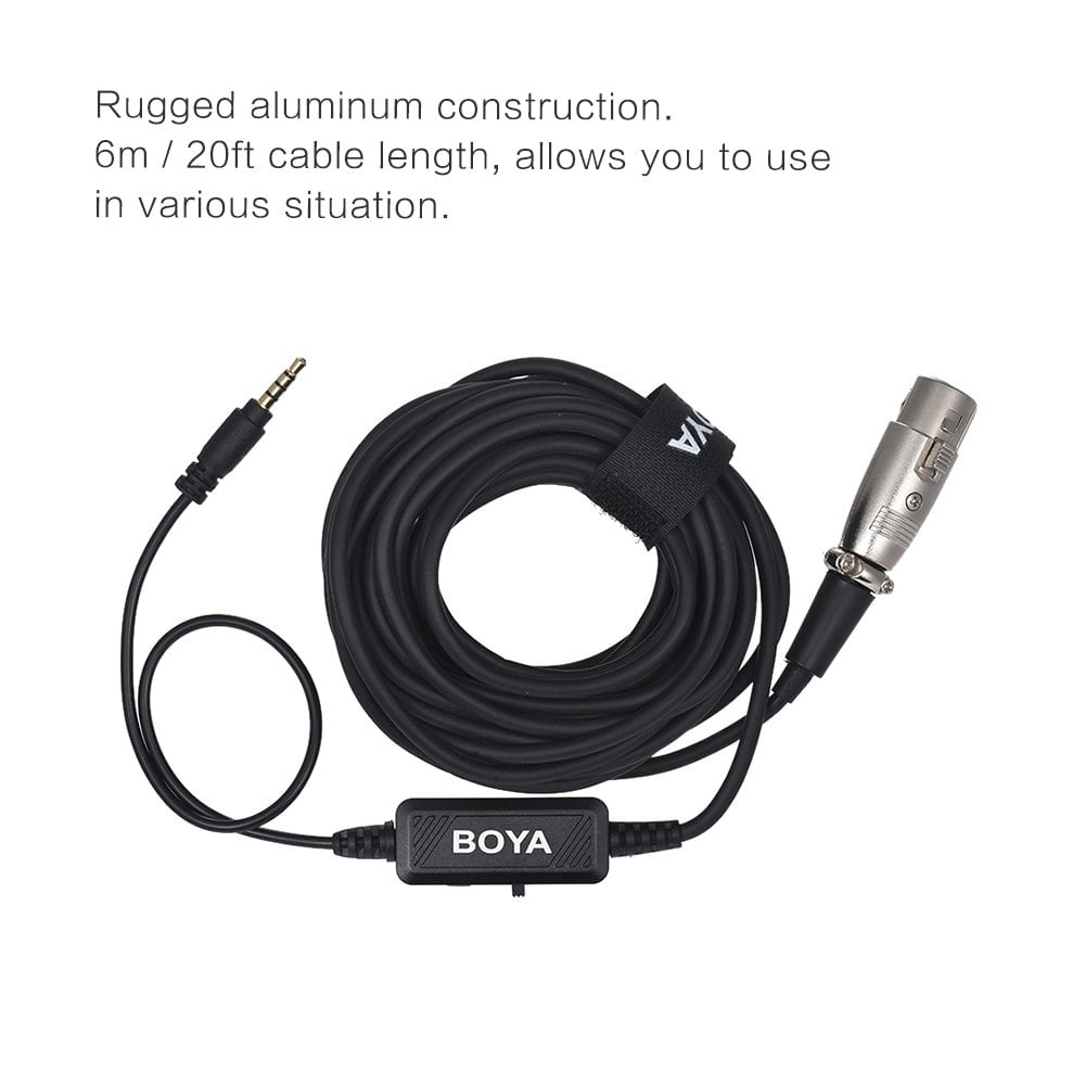 BOYA BYBCA6 XLR to 3.5mm Plug Microphone Cable for iPad iPhone iPod