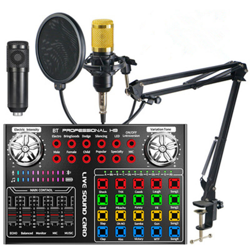 H9 Bluetooth Audio Broadcast Sound Card with BM800 Microphone Package