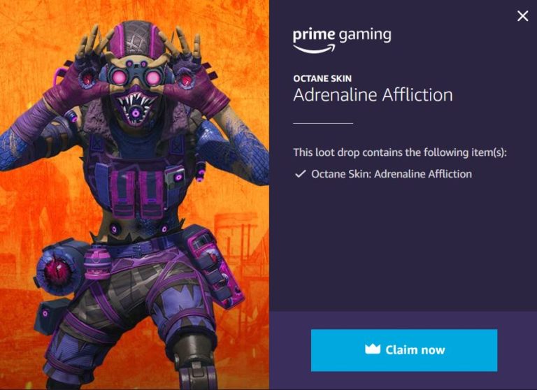 Claim Exclusive Octane Skin 'Adrenaline Affliction' Now With Prime