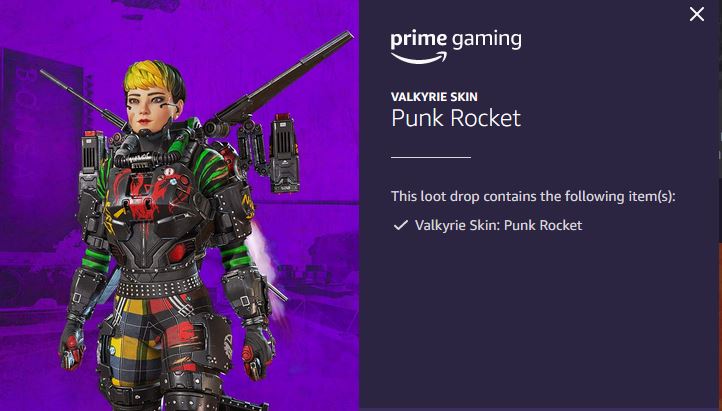 Claim Exclusive Valkyrie Skin ‘Punk Rocket’ Now With Prime Gaming Apex Legends Item Store