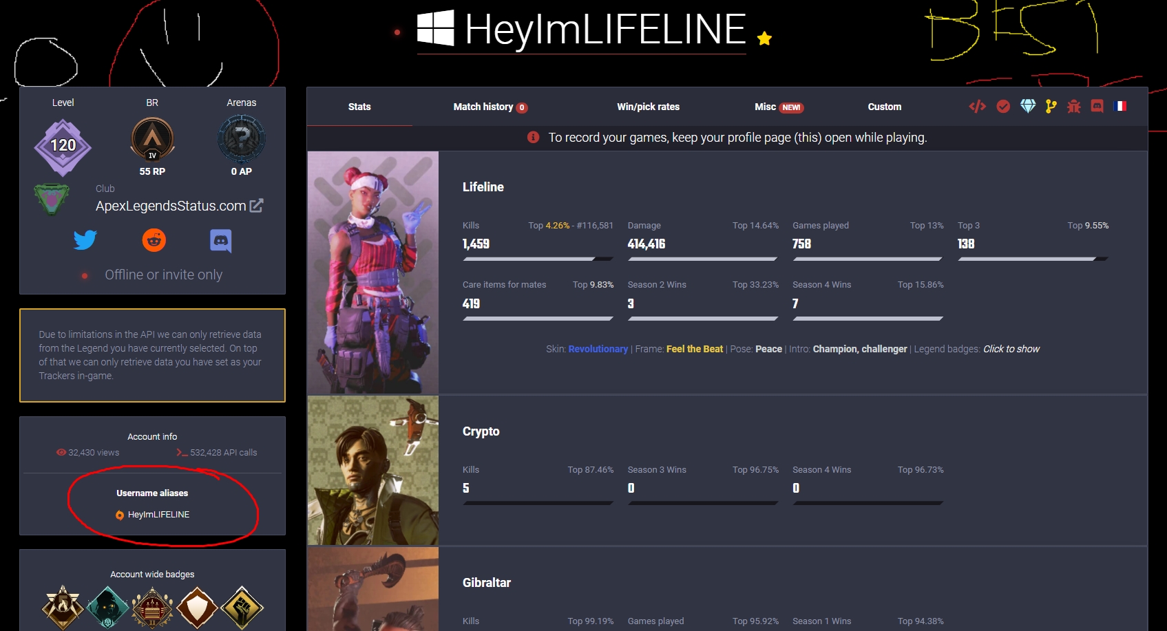Steam & Switch statistics guide Apex Legends Status