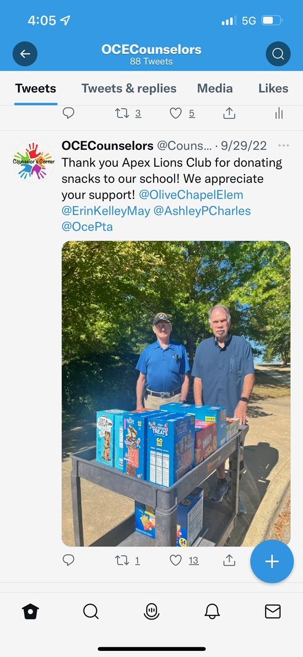 Olive Chapel Elementary Assistance Apex Lions Club