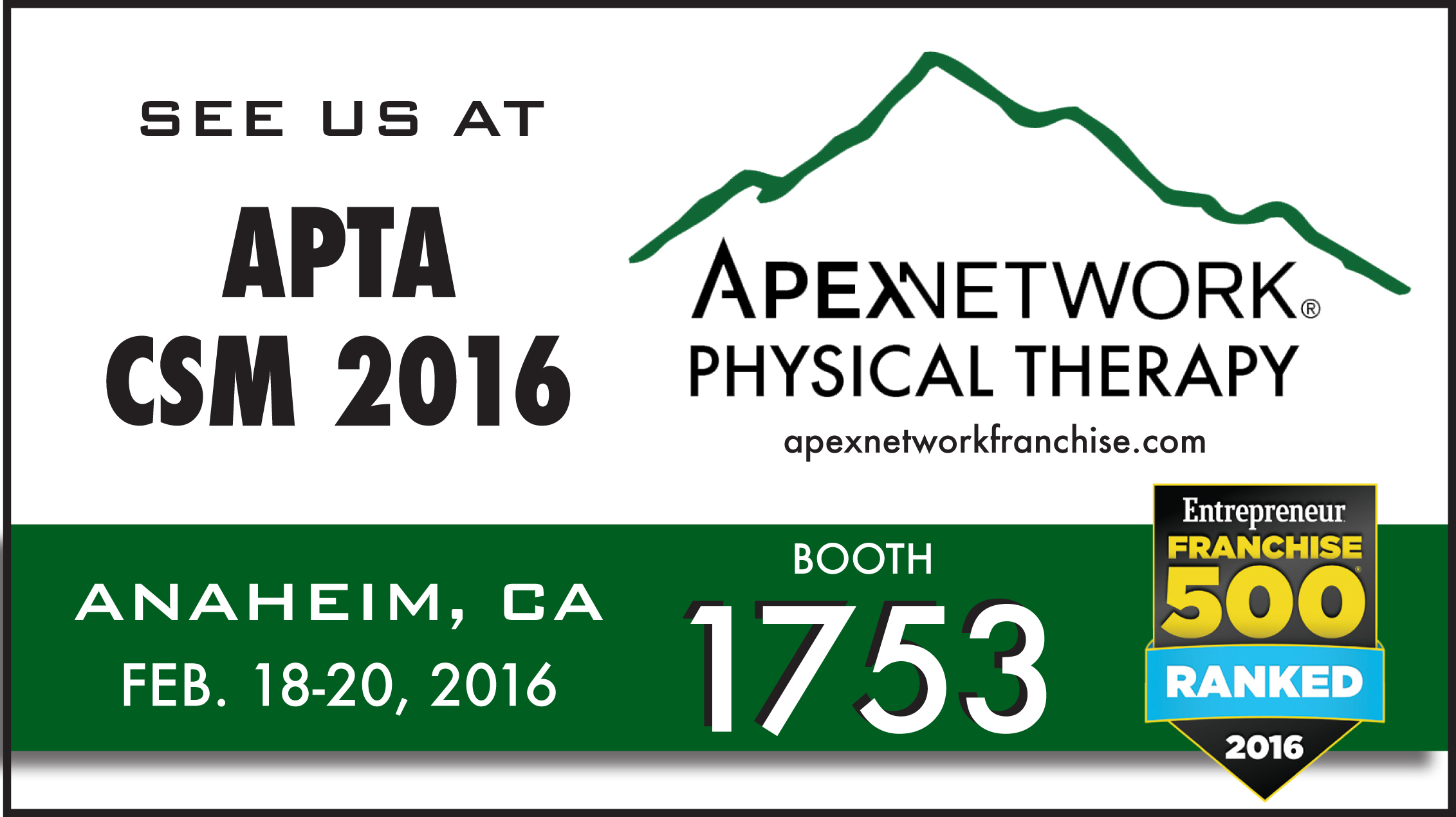 Physical Therapy will be at APTA CSM 2016