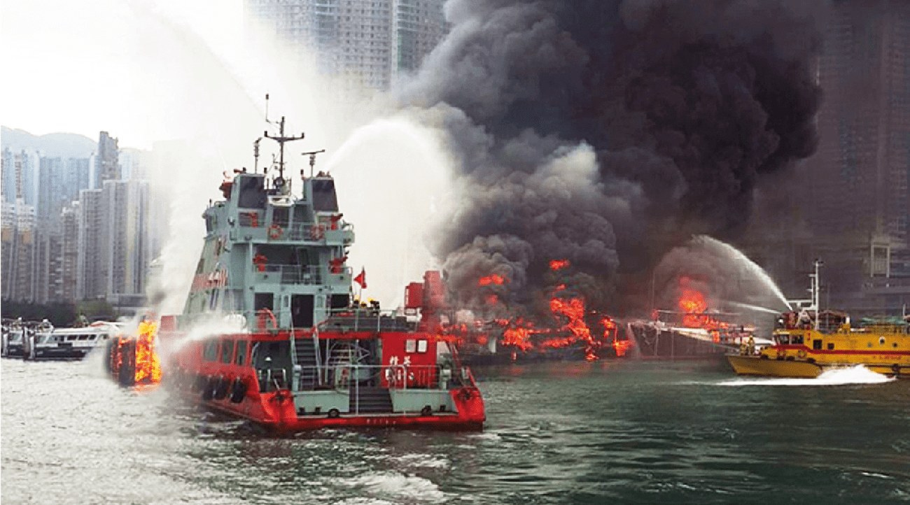 Marine firefighting with the Hong Kong Fire Services Department Asia