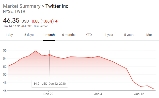 Twitter Stock Price Collapsing After Trump Purge NewsWars