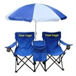 Promotional Two Folding Beach Chairs with Umbrella and Cooler Set