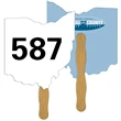 Promotional Digital Econo Style Ohio State Auction Fan w/ Wooden Handle