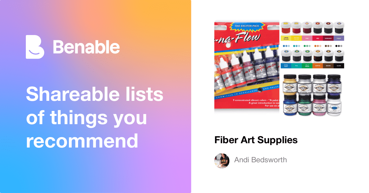 arttosew (Andi Bedsworth) Fiber Art Supplies Benable