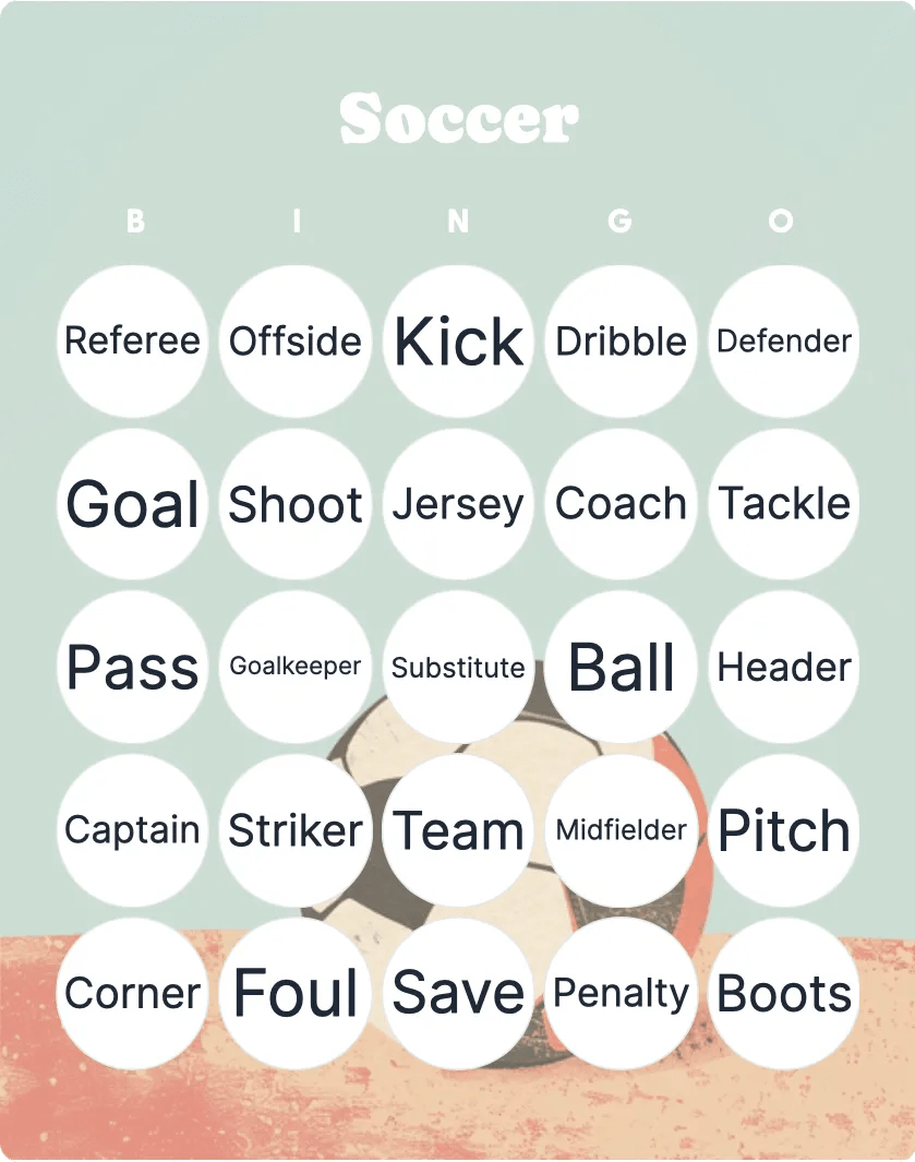 Soccer Bingo Printable & Customizable Bingo Card Creator