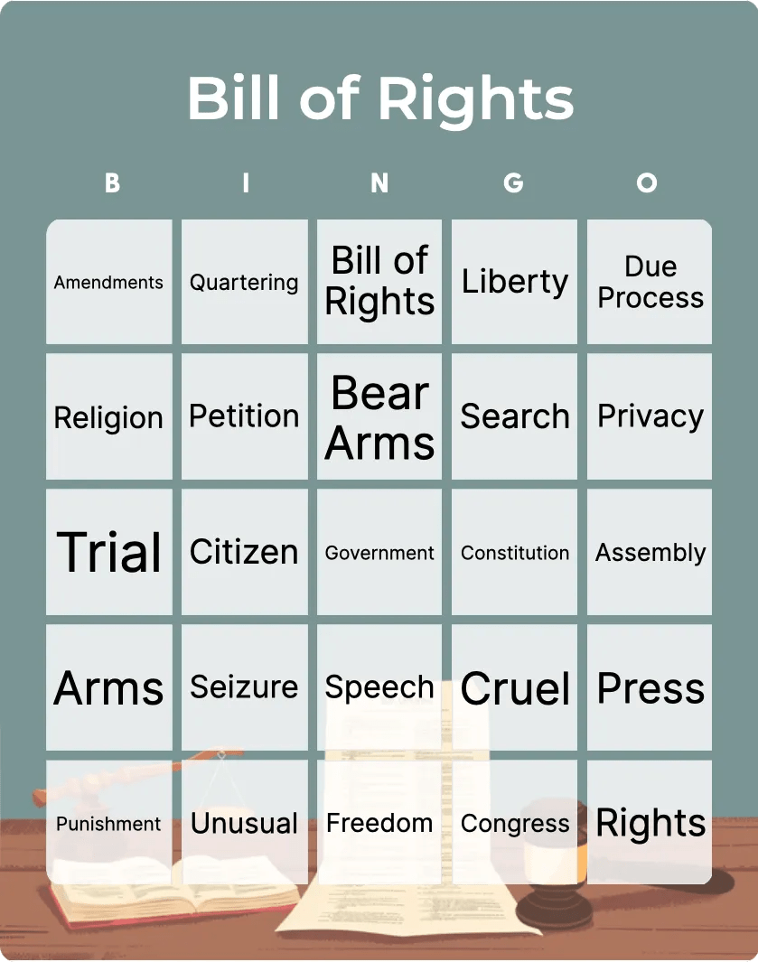 Bill Of Rights Bingo: Printable & Customizable - Bingo Card Creator