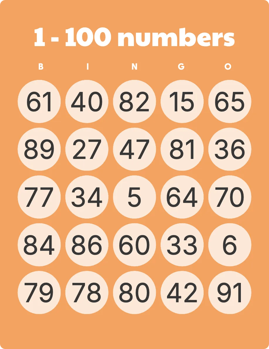 1 100 Numbers Bingo Printable & Customizable Bingo Card Creator 1 100 Numbers Bingo Printable & Customizable Bingo Card Creator