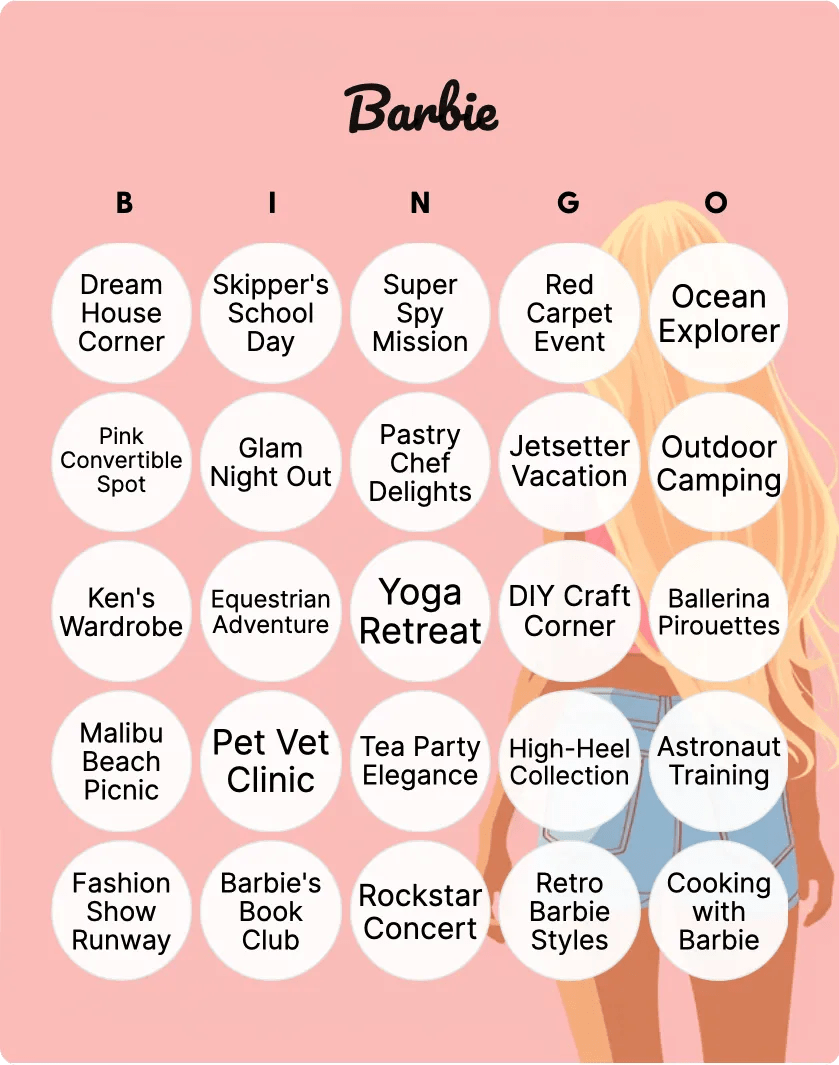 Barbie Bingo Printable & Customizable Bingo Card Creator