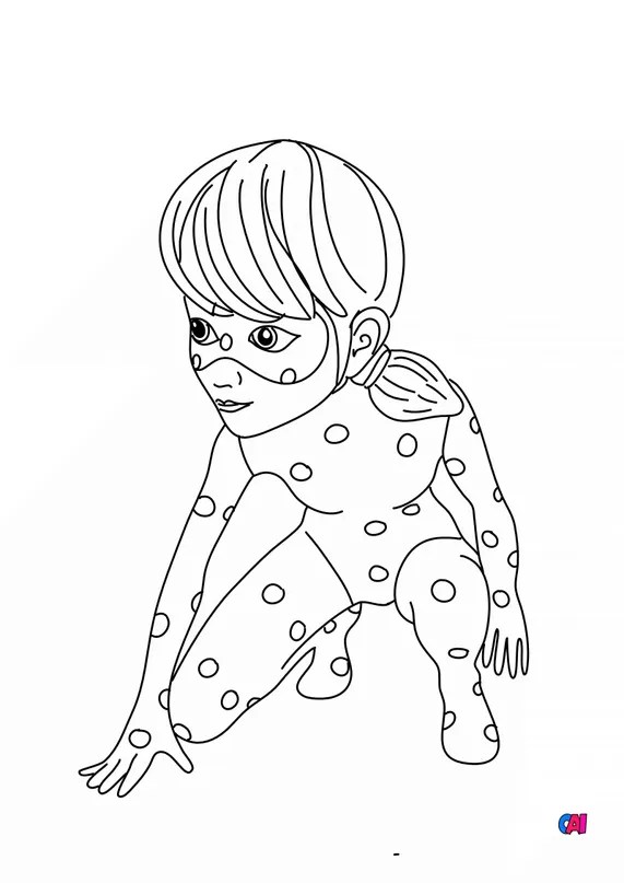 Coloriage Miraculous Ladybug à imprimer Ladybug accroupie