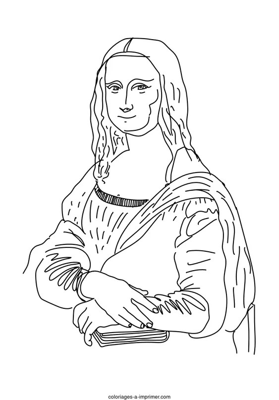 Coloriages de bâtiment et d'oeuvres d'art à imprimer La Joconde
