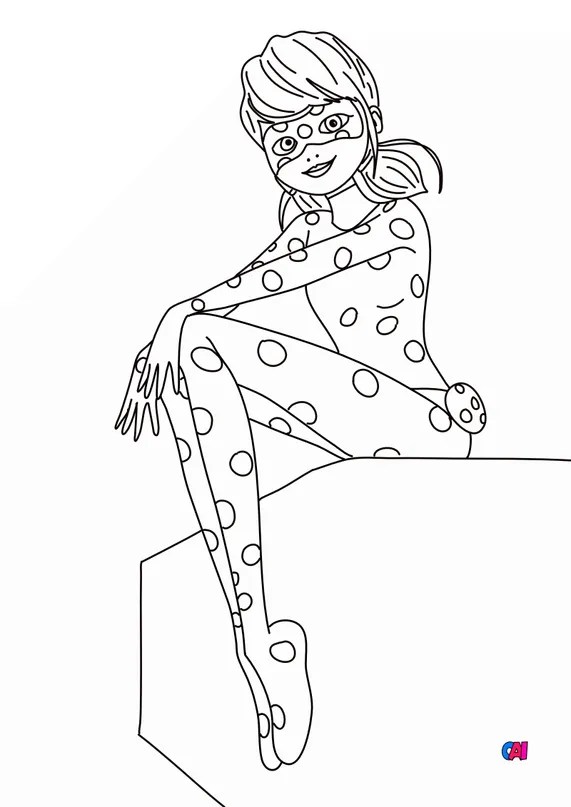 Coloriage Miraculous Ladybug à imprimer ladybug assise dehors