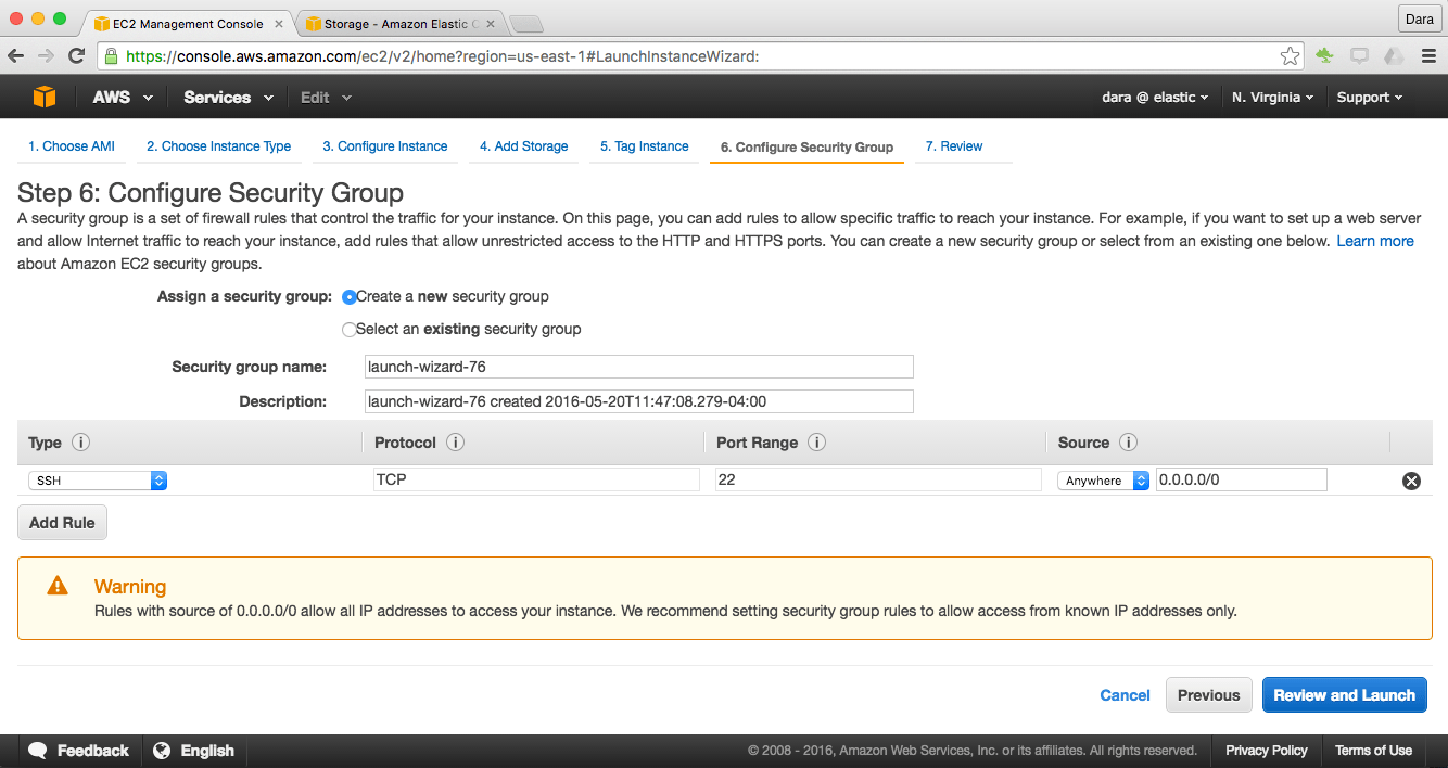Instructions for Running Elasticsearch on Amazon  Services (AWS