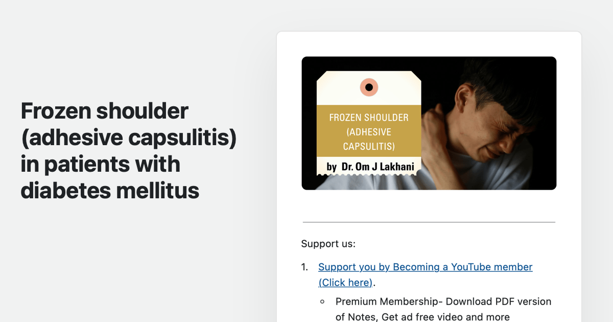 Frozen shoulder (adhesive capsulitis) in patients with diabetes mellitus