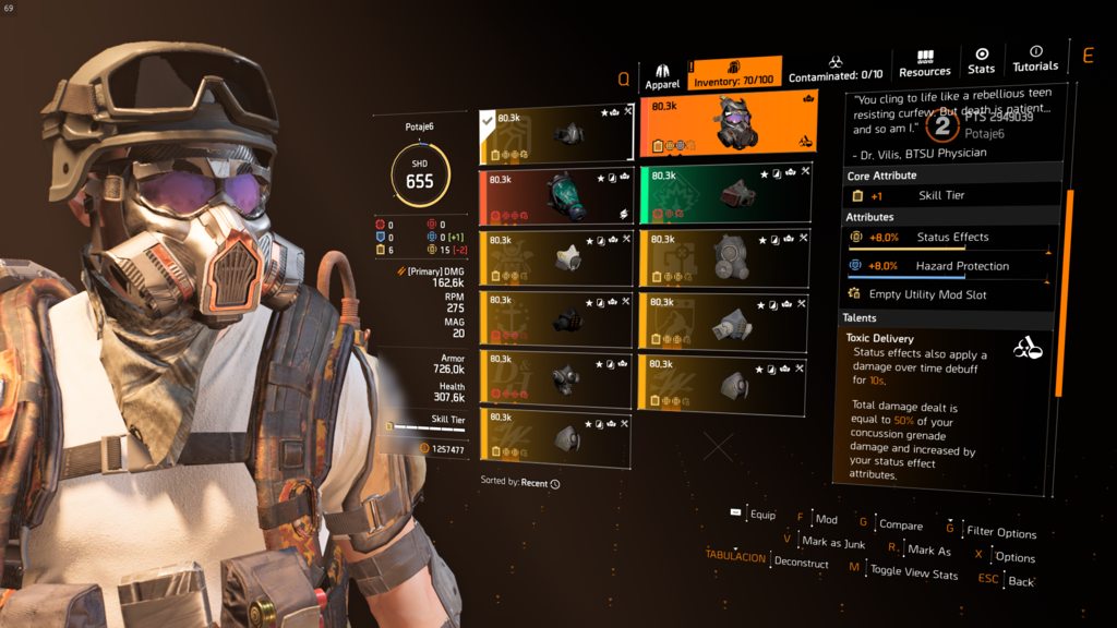 Vile Mask Division 2 Farm Boost Build Buy from 59.00