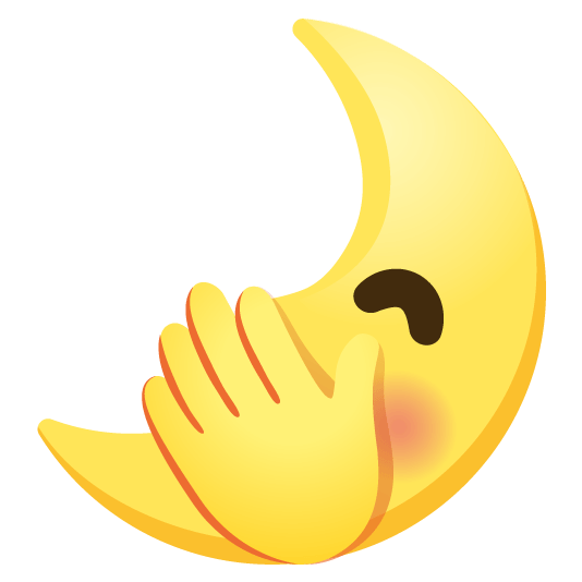 Create Unique Face with Open Eyes and Hand Over Mouth and First Quarter Moon Face Emoji