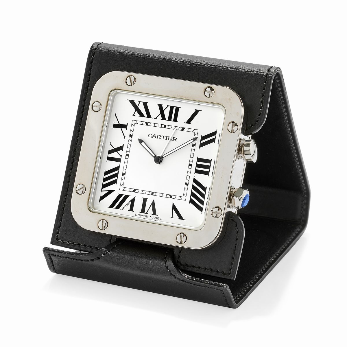 Cartier Steel travel alarm clock, Cartier Jewels & Silver Finarte