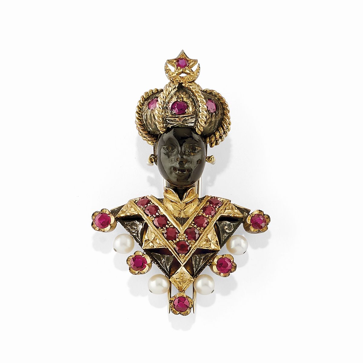 Nardi A silver and 18K yellow gold, ruby, and cultured pearl