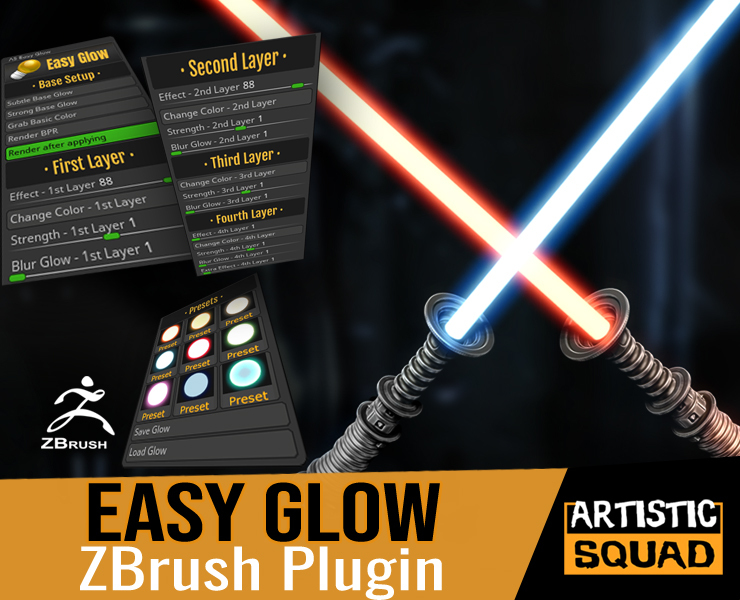 Easy Glow ZBrush Plugin FlippedNormals