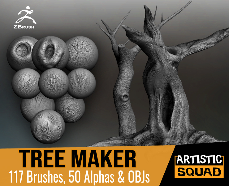 Tree Maker 117 ZBrush Brushes FlippedNormals