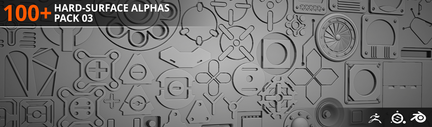 100+ HardSurface Alphas Pack FlippedNormals