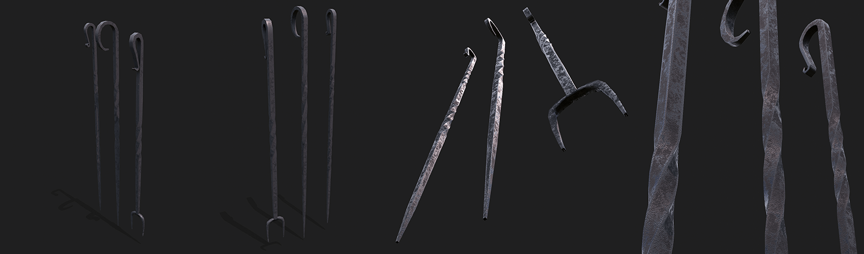 Medieval Fire Irons FlippedNormals