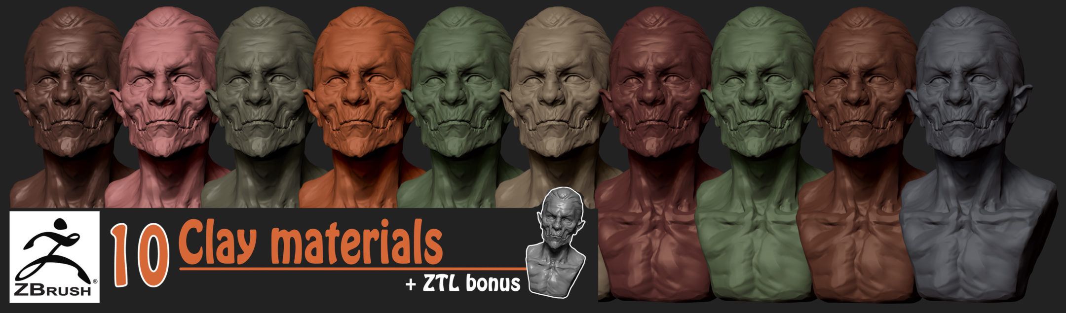 FREE 10 clay ZBrush materials FlippedNormals