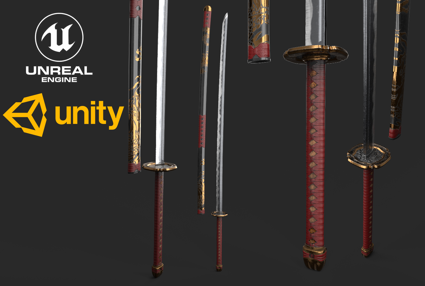 Japan Katana for Game Engines - - FlippedNormals