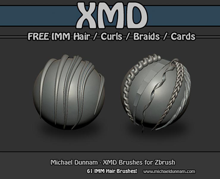 XMD Free ZBrush IMM Hair Brushes FlippedNormals