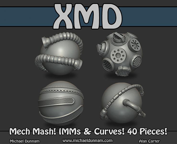 XMD Mech Mash ZBrush IMMs & Curves FlippedNormals