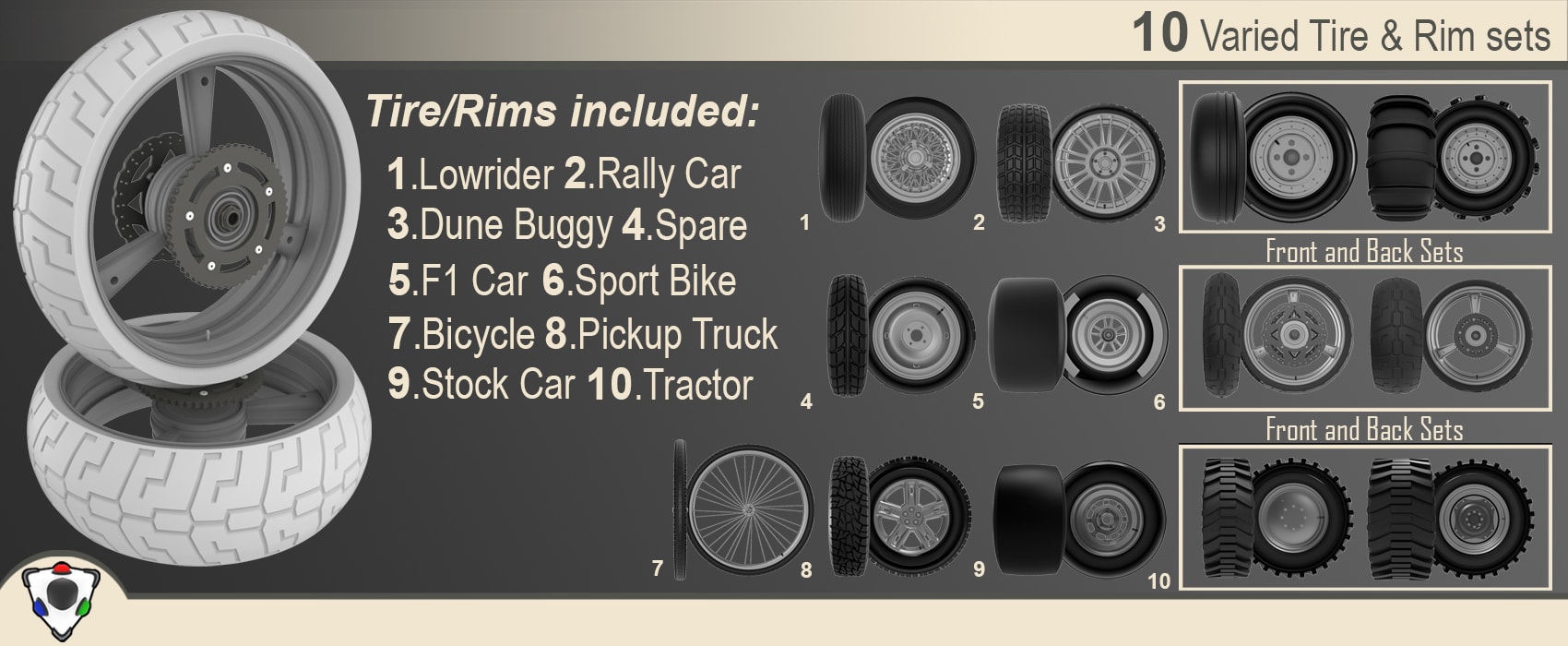 10 Varied Tire & Rim Sets FlippedNormals