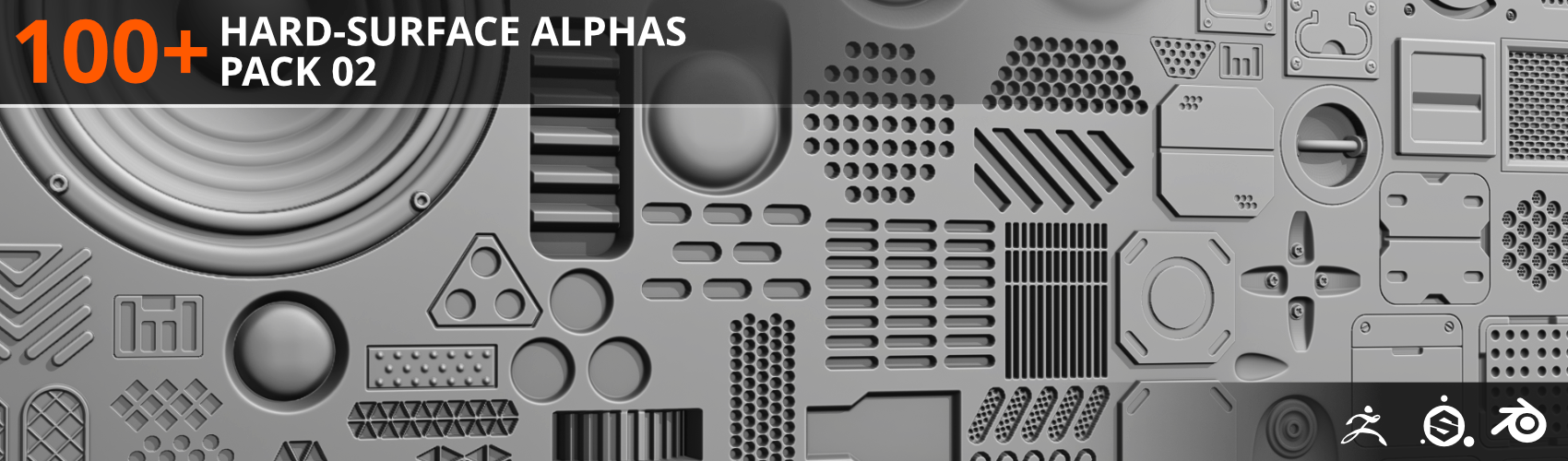 100+ HardSurface Alphas Pack FlippedNormals