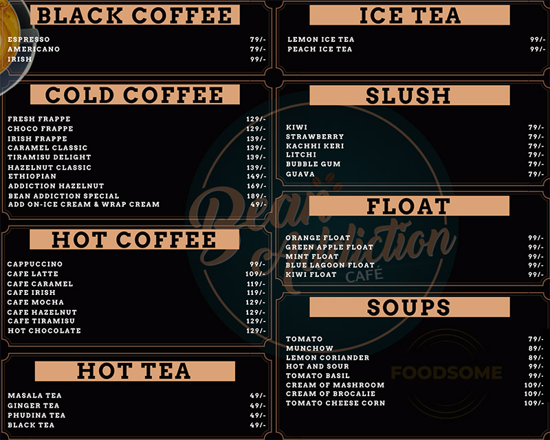 Bean Addiction Cafe Offers Pal, Surat FOODSOME