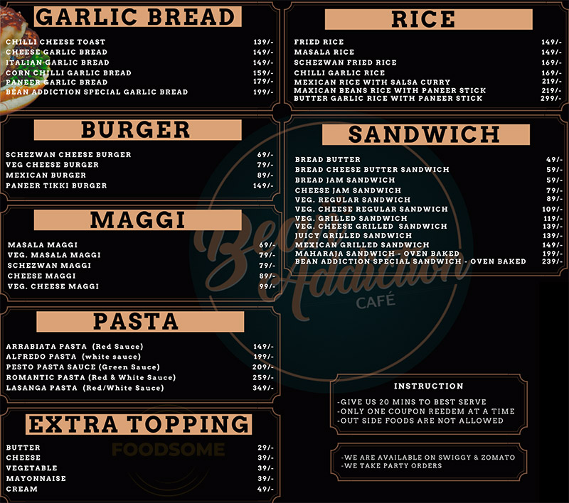 Bean Addiction Cafe Offers Pal, Surat FOODSOME