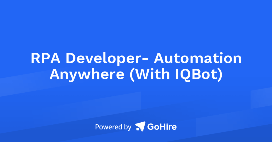 RPA Developer Automation Anywhere (With IQBot) at Proziod Analytics