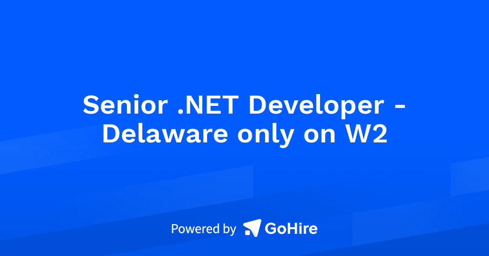 Senior Developer Delaware only on W2 at SmartSoC Solutions