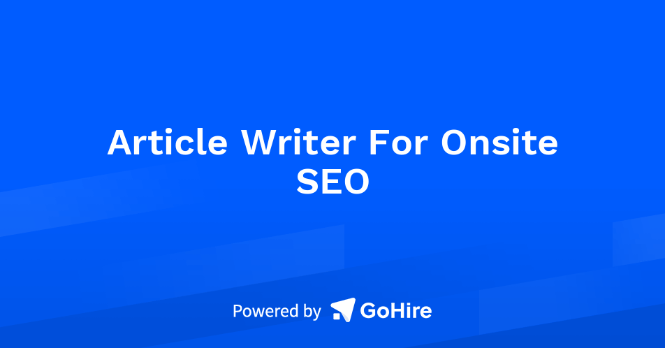 Article Writer For Onsite SEO at Accelerate Agency