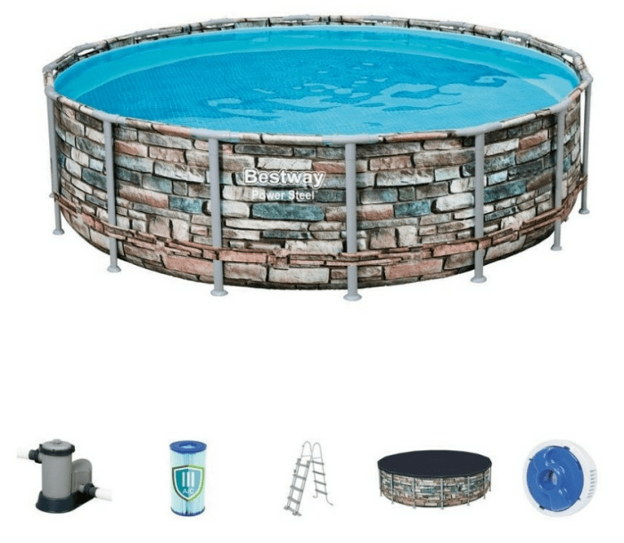 BESTWAY Power Steel Frame Pool 488 x 122 cm, KomplettSet mit