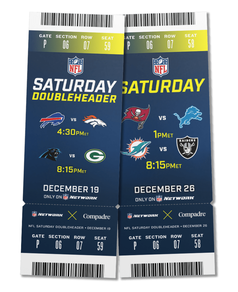 Cbs Nfl Doubleheader Schedule 2024 Compadre NFL Saturday Doubleheader Campaign