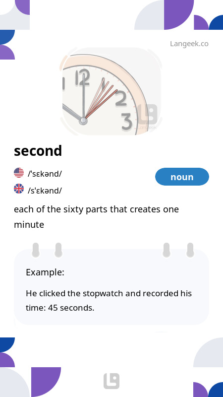 Definition & Meaning of "Second" | Picture Dictionary