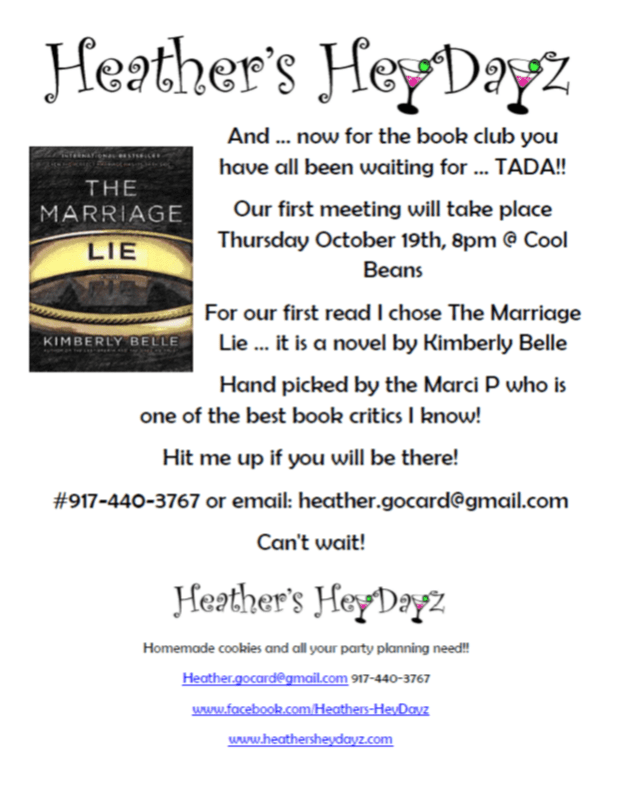 Heather's Heydayz Book Club Starts October 19 at Cool Beans Macaroni