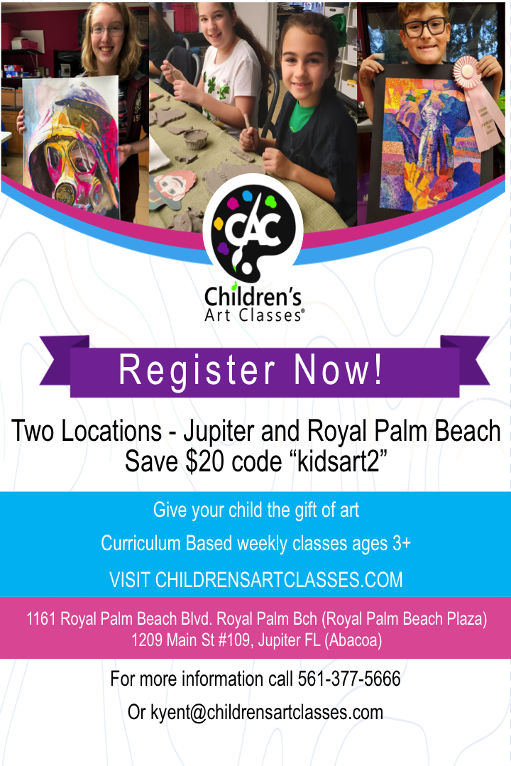 Children's Art Classes Registration Now Open in Jupiter and RPB