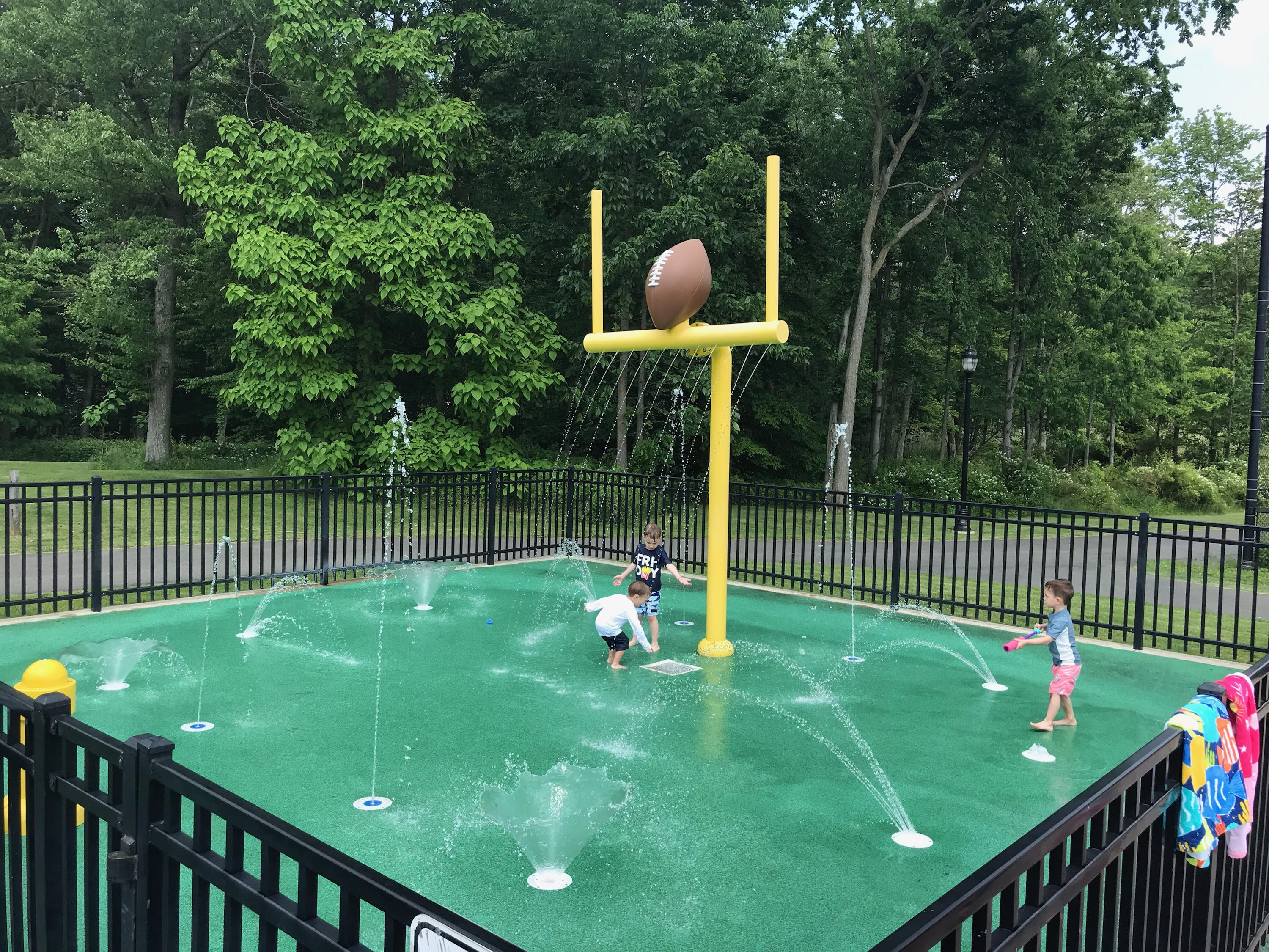 Snyder Ave Splash Pad and Playground review Macaroni KID Summit Short