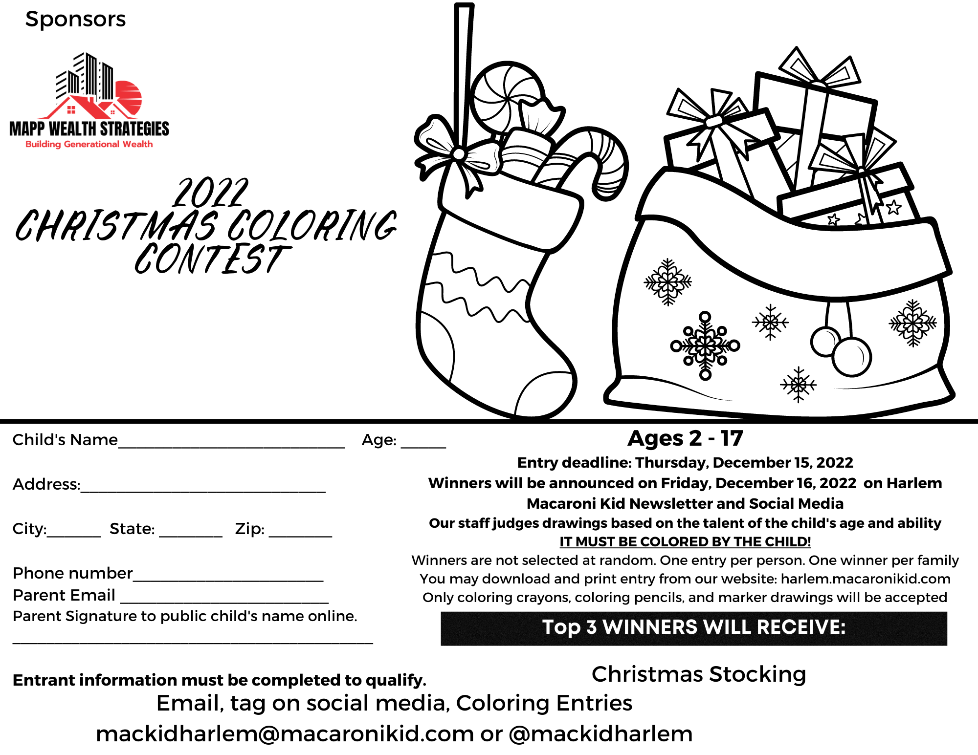 Christmas Coloring Contest Macaroni KID Harlem