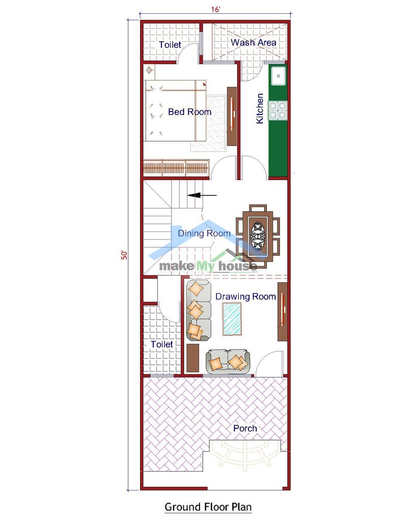 √100以上 plot size 16 * 50 house plan 3d 260096