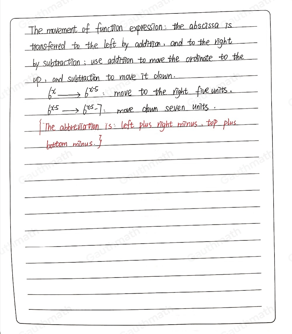 Which set of steps will translate fx=6x to gx=6x57 ? Shift fx=6x five
